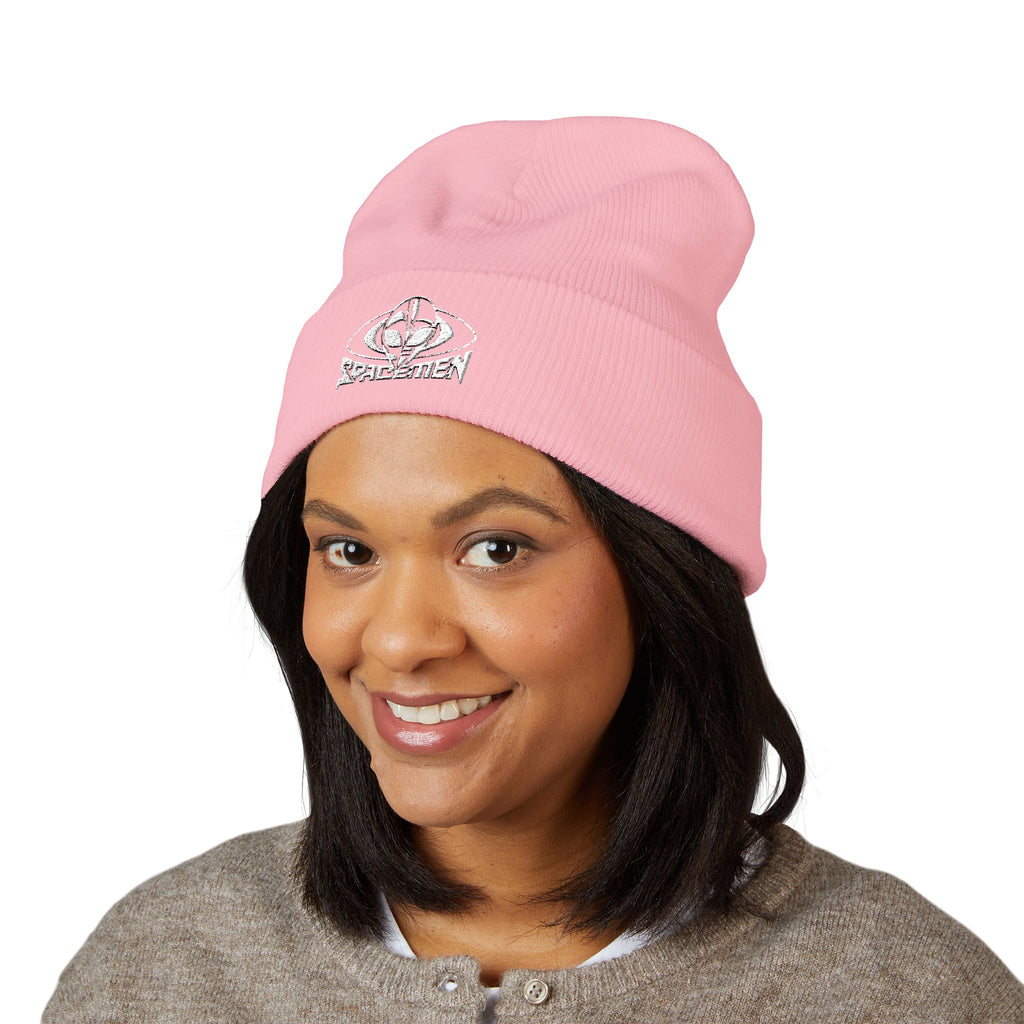 Spacemen Embroidered Knit Beanie - Pink