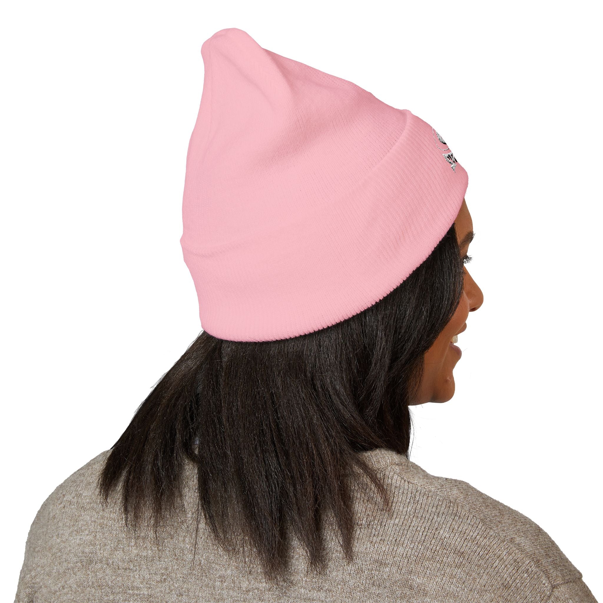Spacemen Embroidered Knit Beanie - Pink